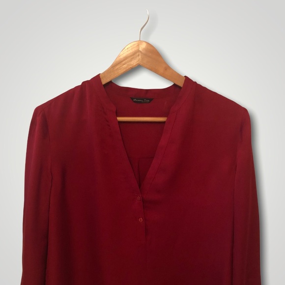 Massimo Dutti Red Silk Blouse Sz 6 - Picture 7 of 8